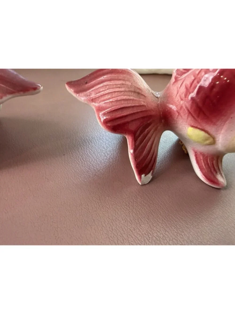 Vintage Japan Ceramic Anthropomorphic Gold Fish Salt Pepper Shakers Mid Century